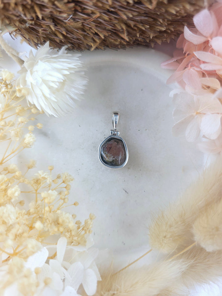 Watermelon Tourmaline Silver Pendant