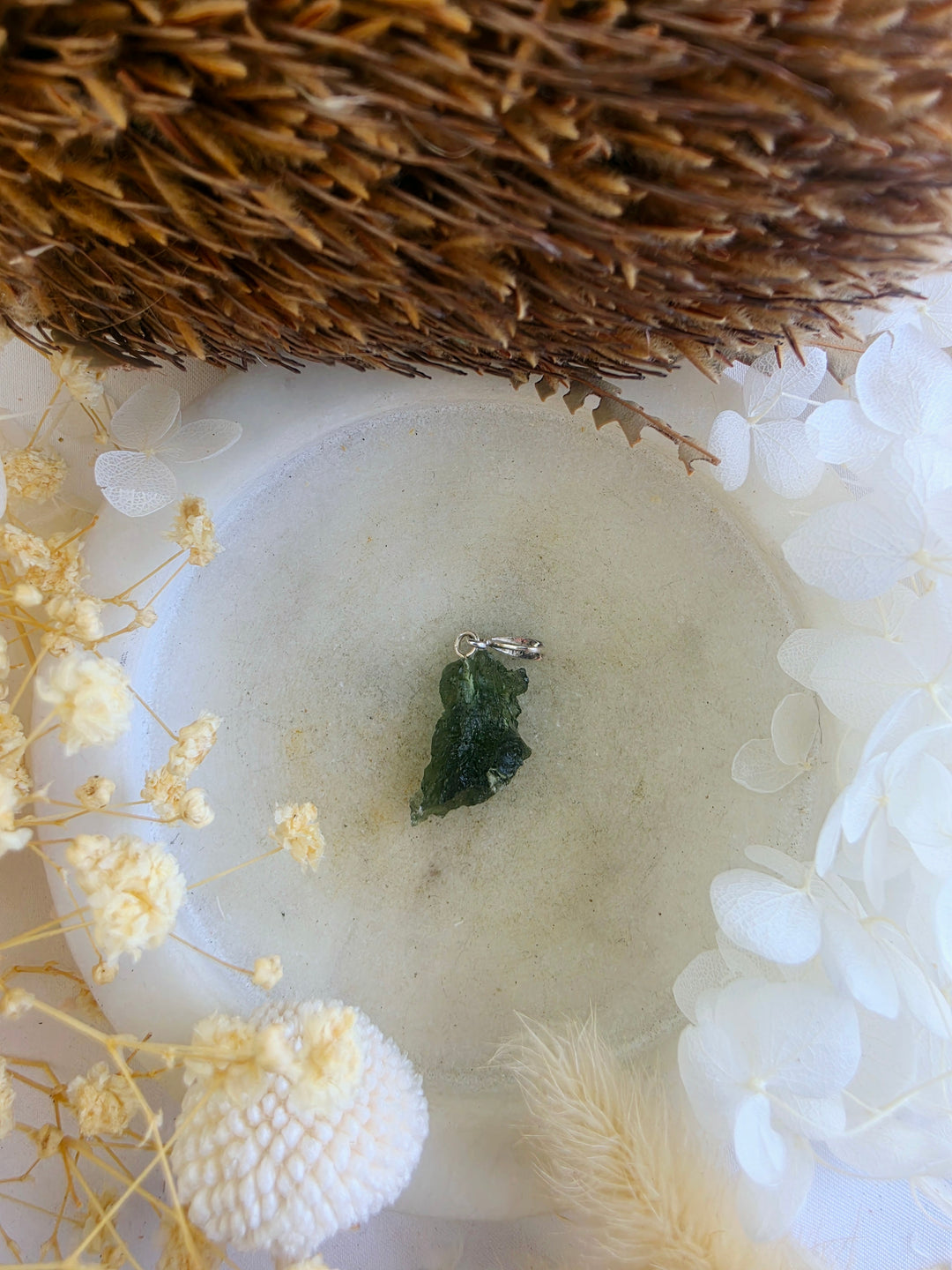 Moldavite Silver Pendant