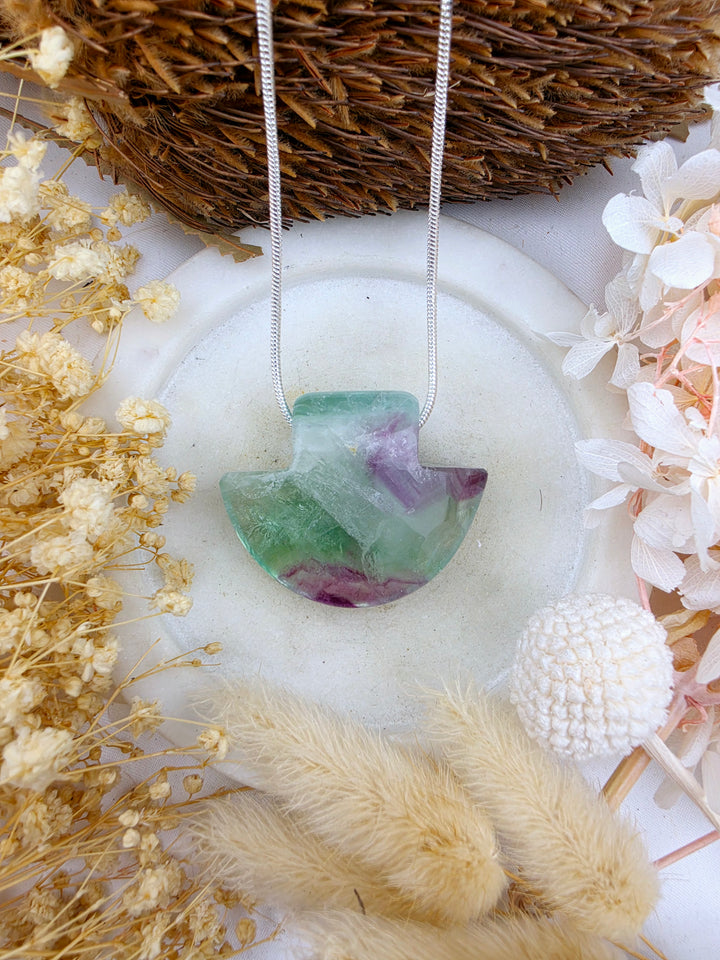 Rainbow Fluorite Temple Pendant