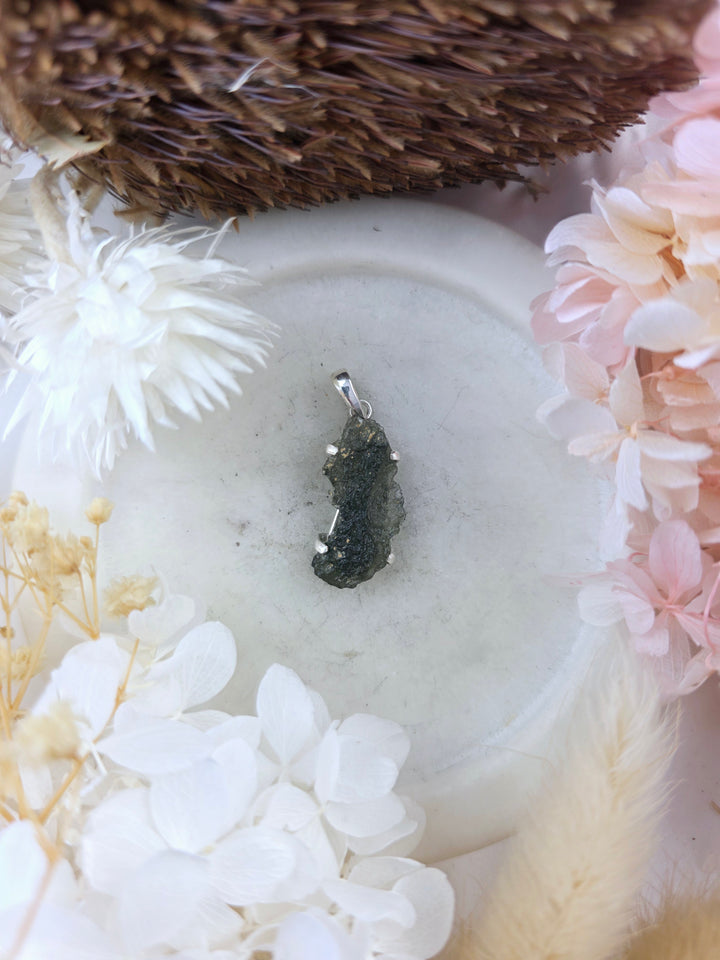 Moldavite Silver Pendant