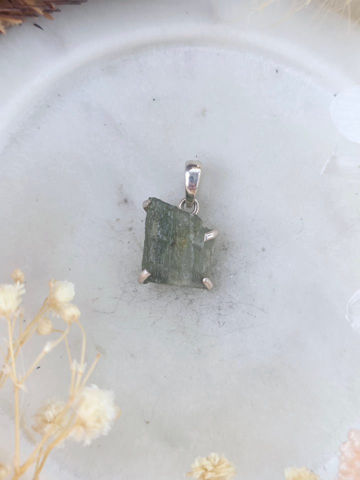 Moldavite Silver Pendant