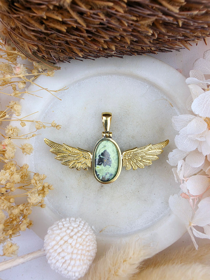 Serpentine Anahata Brass Pendant