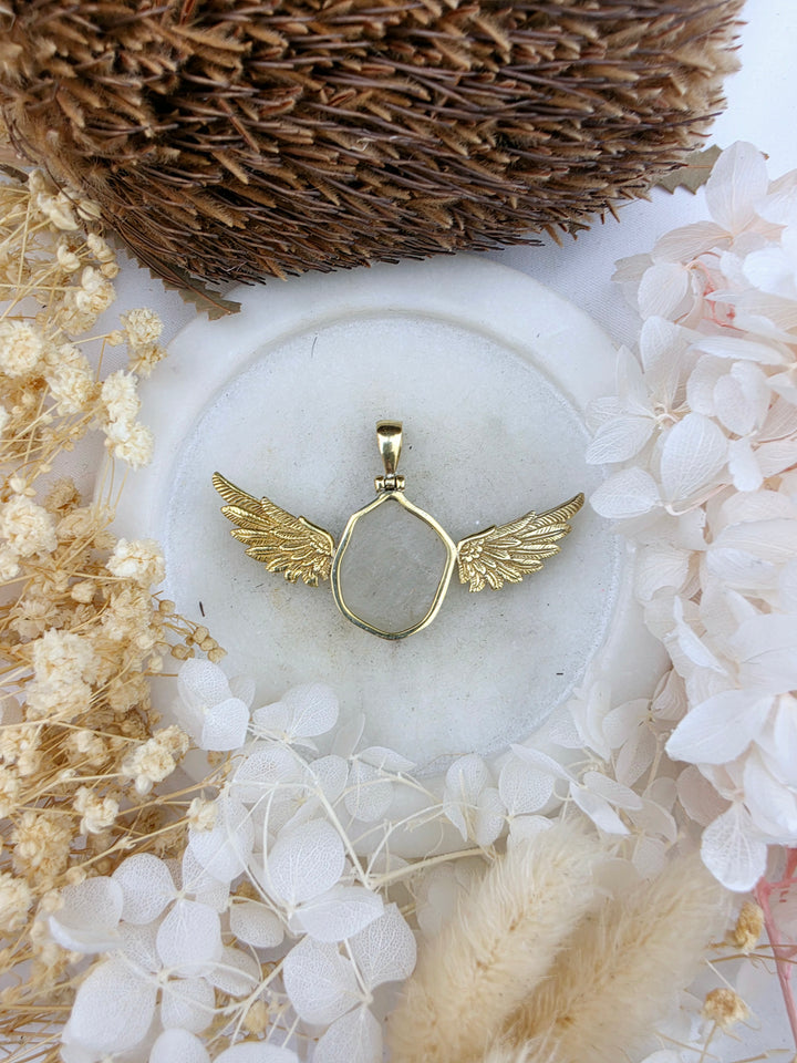 Libyan Desert Glass Anahata Brass Pendant