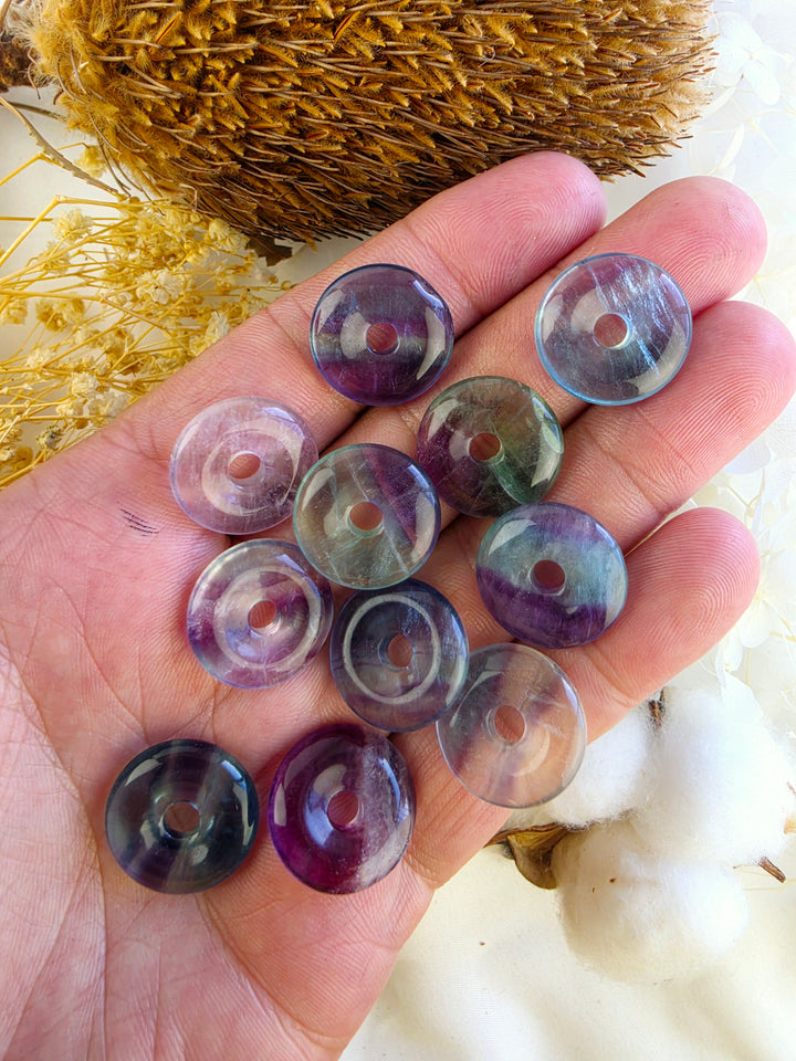 Rainbow Fluorite Donut Pendant