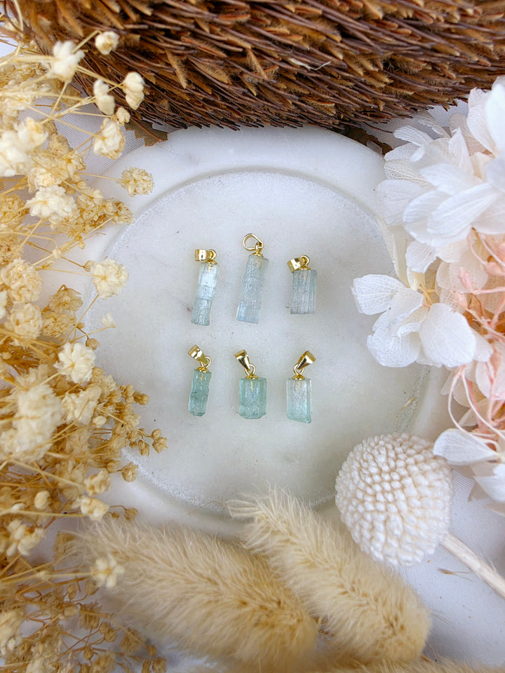 Natural Raw Emerald Vermeil Pendant