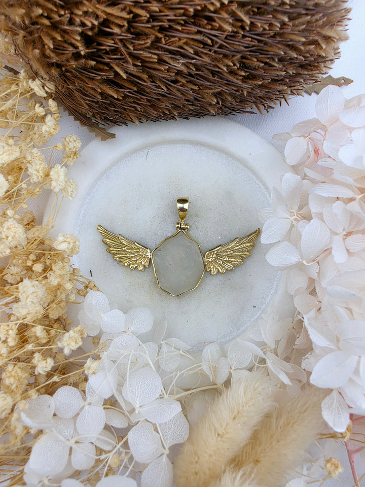 Libyan Desert Glass Anahata Brass Pendant