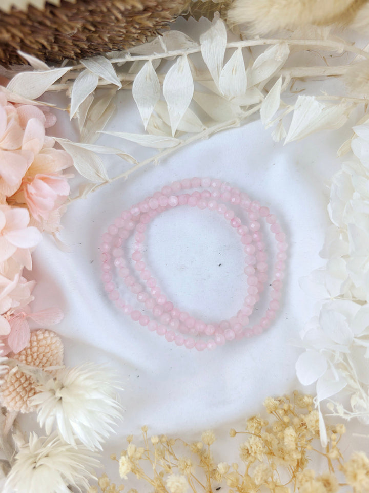 Rose Quartz Faceted Bracelet - 4mm