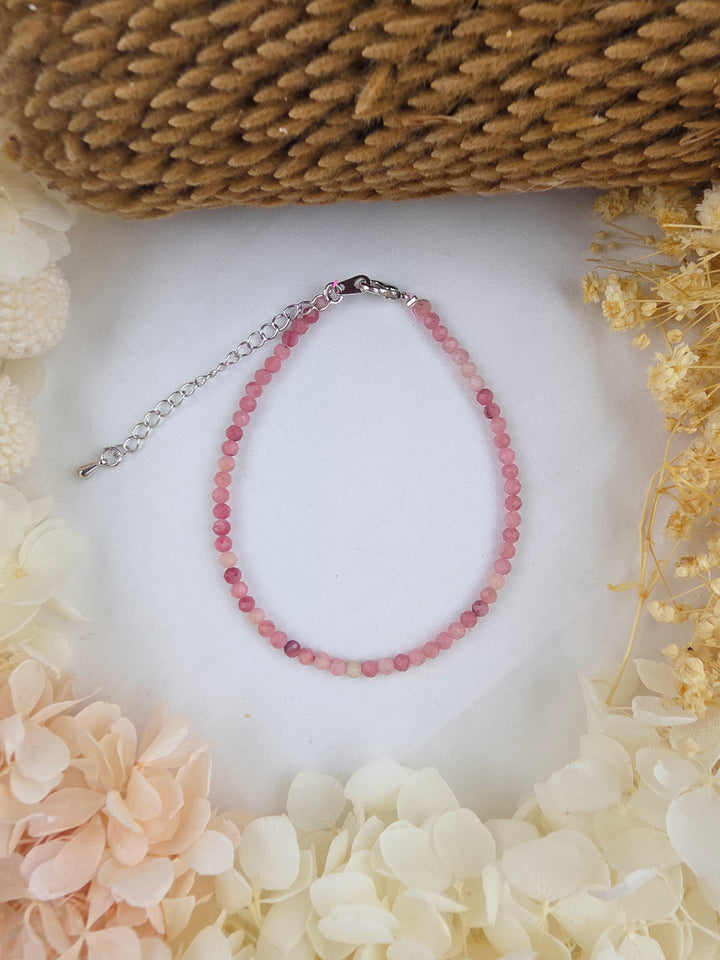 Rhodonite Faceted Bracelet - 3mm (Adjustable Chain)