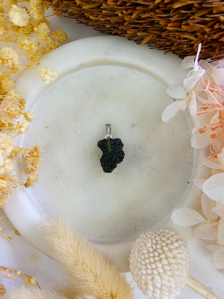 Moldavite Silver Pendant — Manifest & Transform