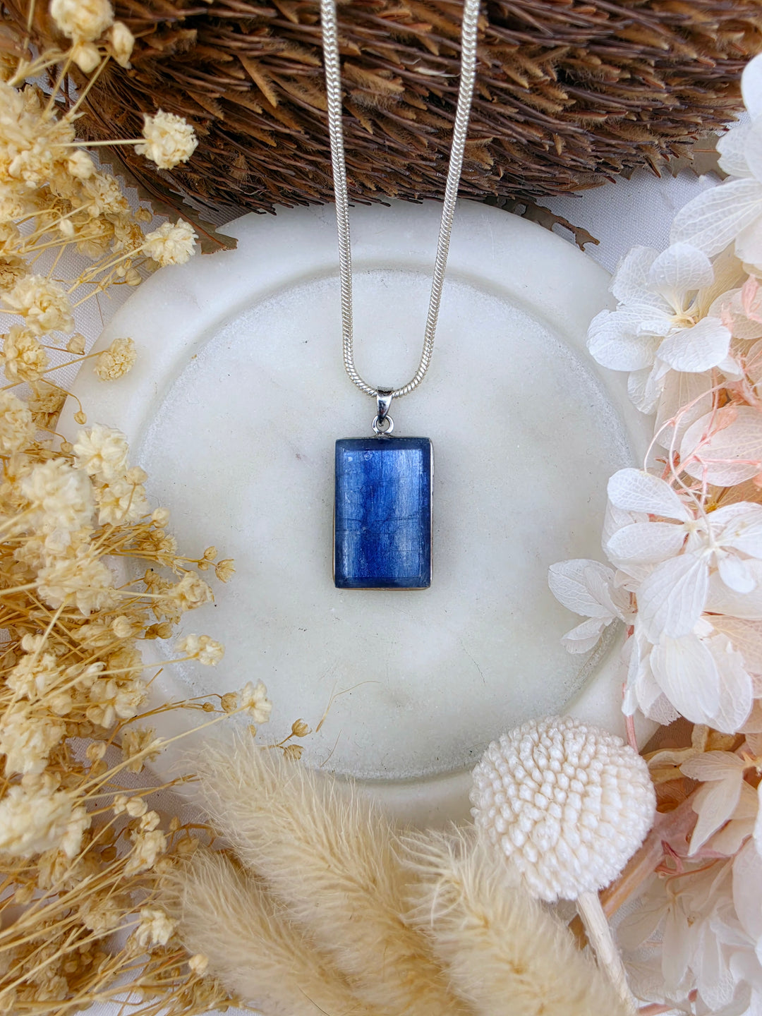 Blue Kyanite Silver Pendant