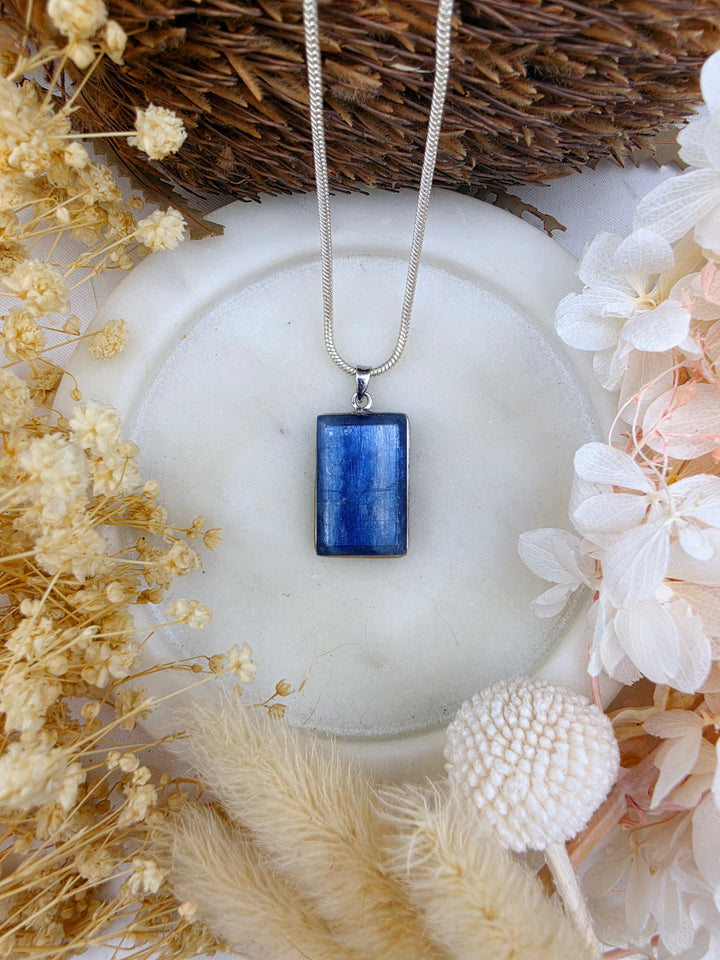 Blue Kyanite Silver Pendant