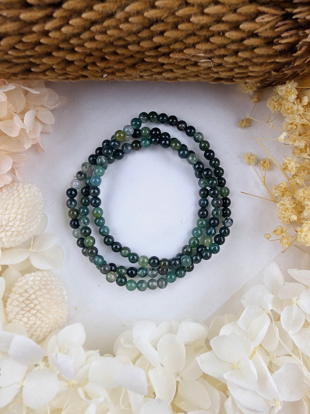 Moss Agate Bracelet - 4mm