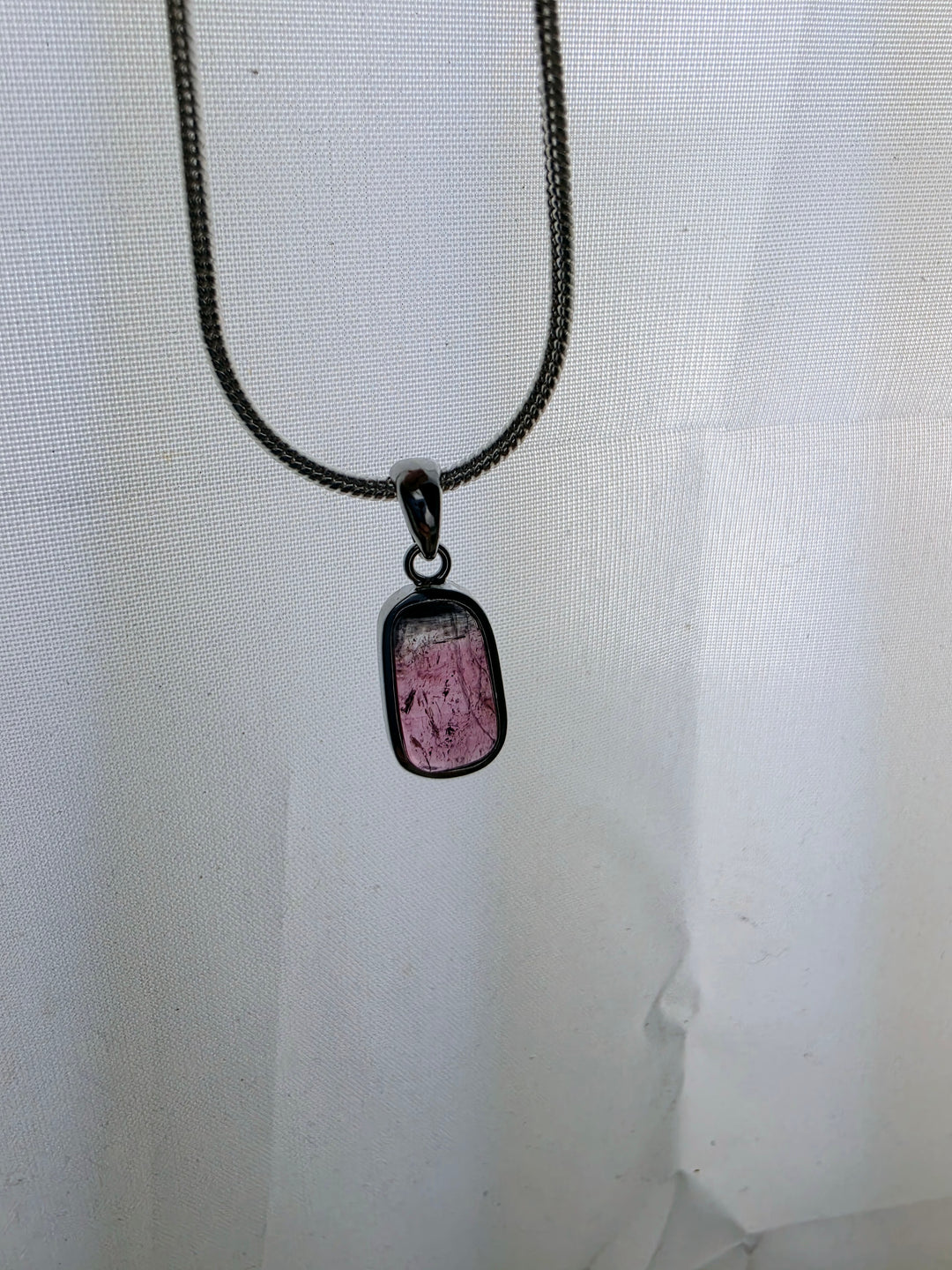 Watermelon Tourmaline Silver Pendant