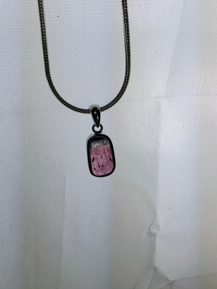 Watermelon Tourmaline Silver Pendant