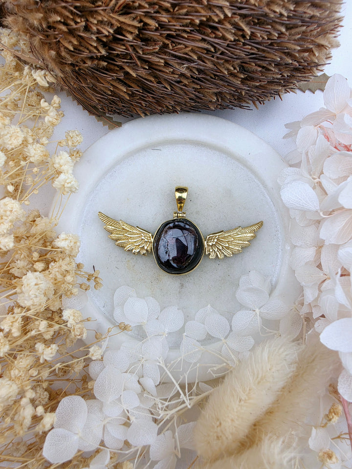 Garnet Anahata Brass Pendant