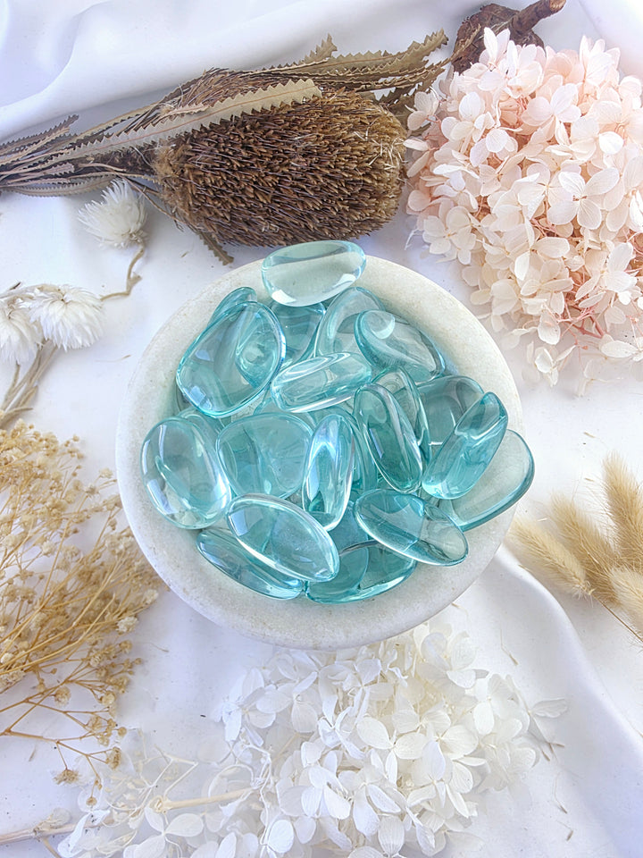 Aqua Blue Obsidian Large Tumbled Stone