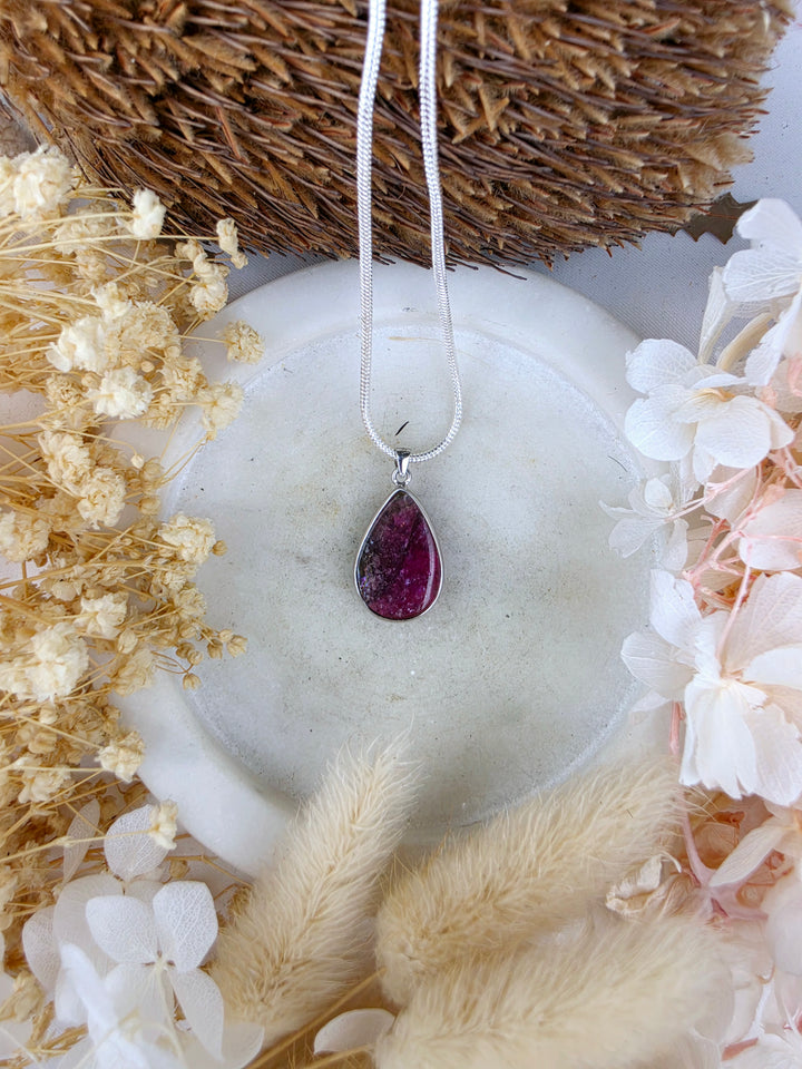 Watermelon Tourmaline Silver Pendant