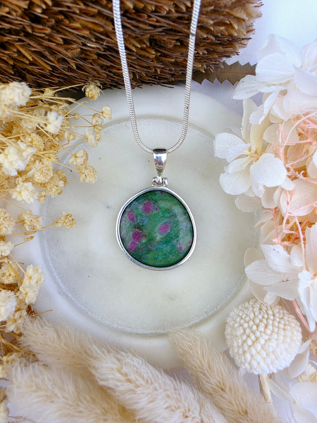 Ruby Fuchsite Silver Pendant