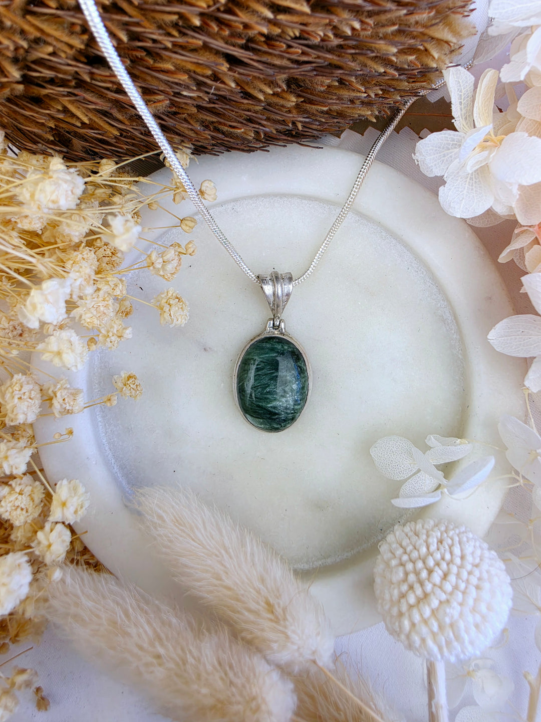 Seraphinite Silver Pendant