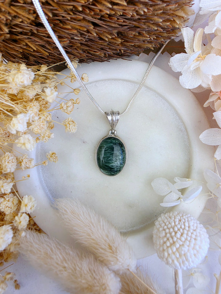Seraphinite Silver Pendant