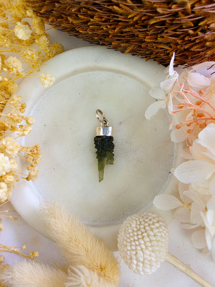 Moldavite Silver Pendant — Manifest & Transform