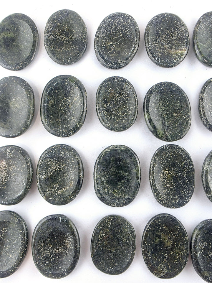 Serpentine with Pyrite Worry Stone