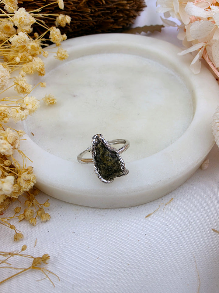 Moldavite Silver Ring - Adjustable