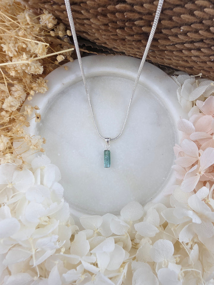 Green & Blue Tourmaline Silver Pendant — Flow & Flourish