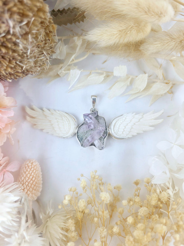Vera Cruz Amethyst Cluster Winged Silver Pendant