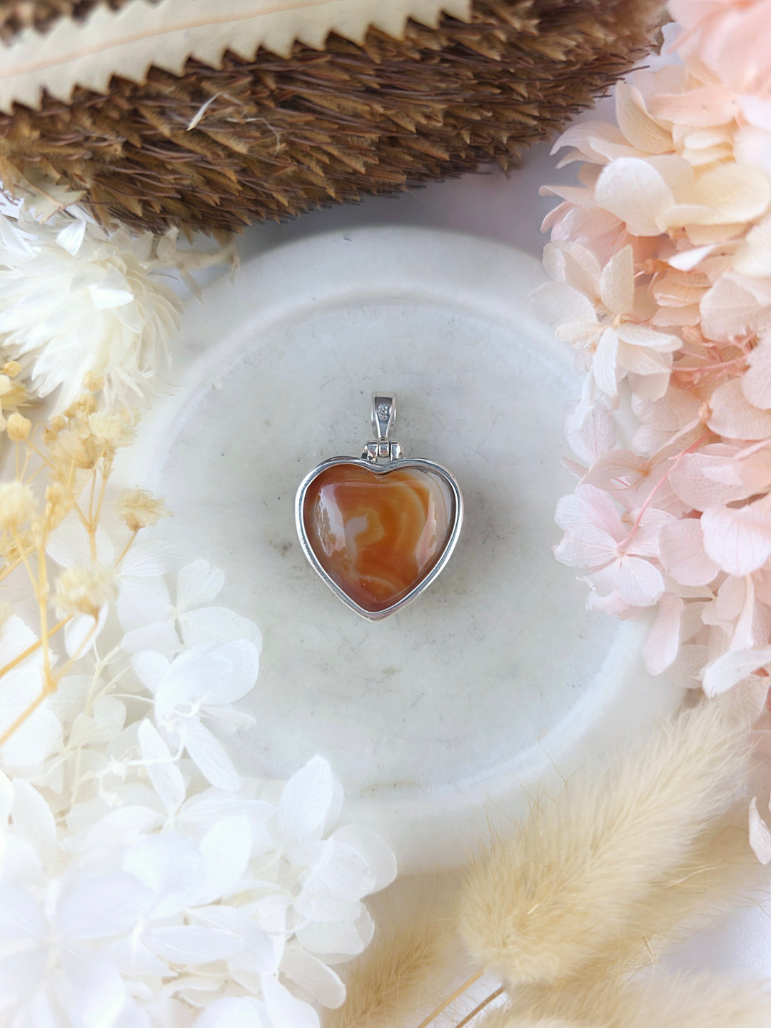 Carnelian Heart Silver Pendant