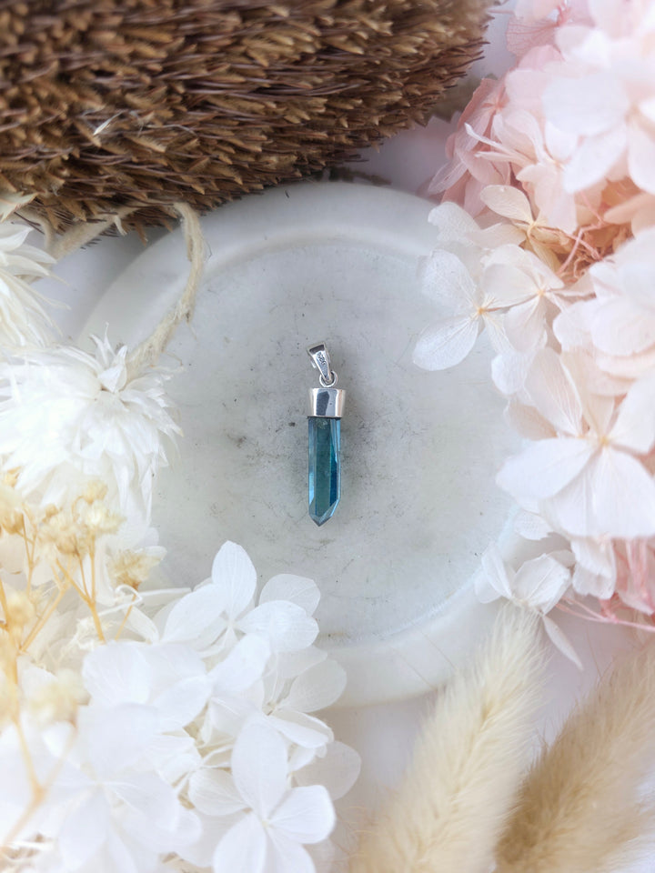 Aqua Aura Silver Pendant