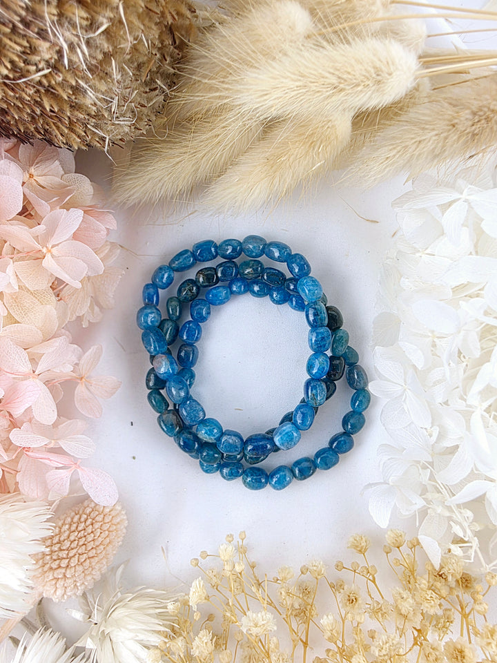 Blue Apatite Bracelet - Tumbled 6/8mm