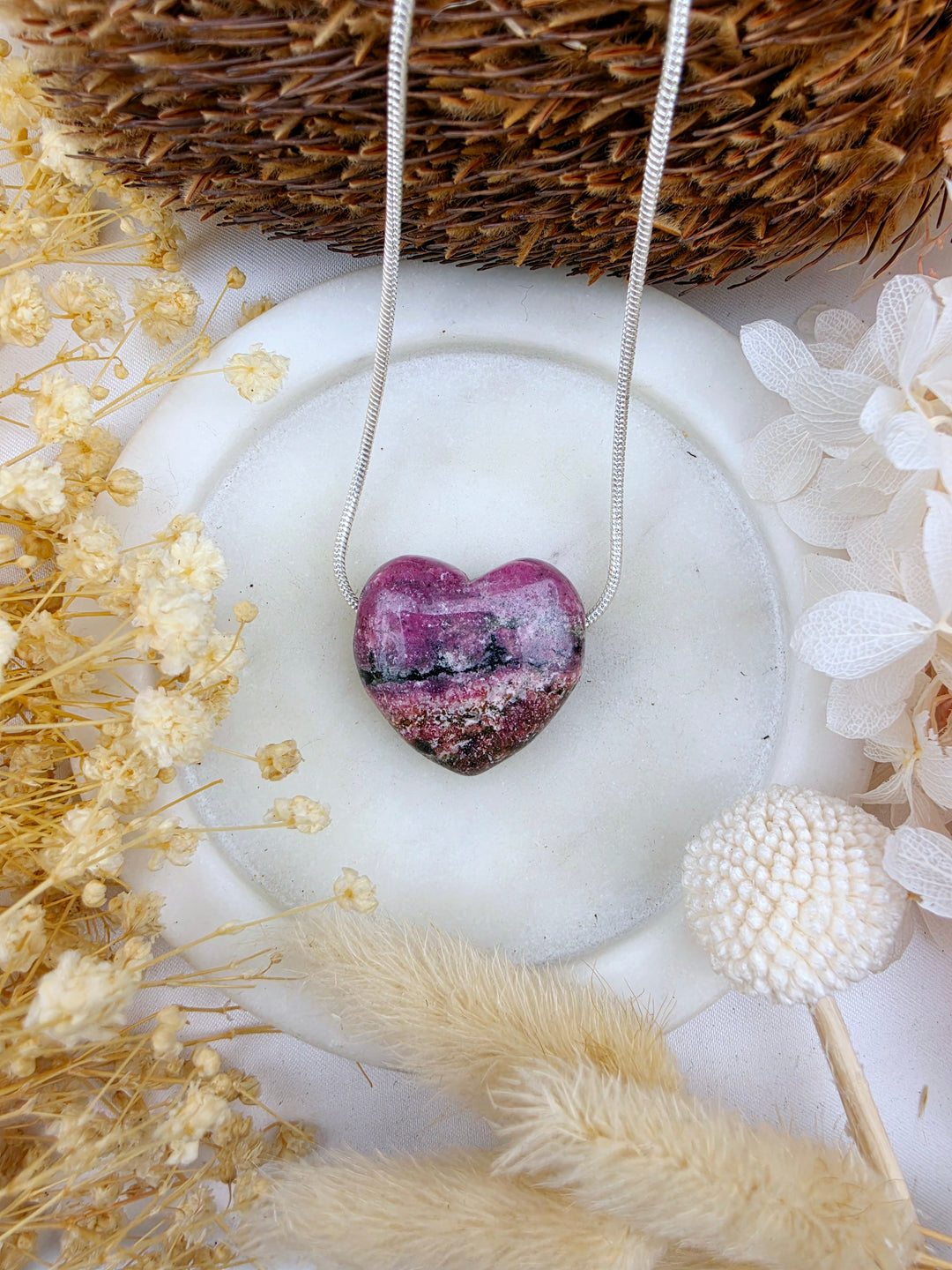 Rhodonite Heart Pendant - Free To Heal