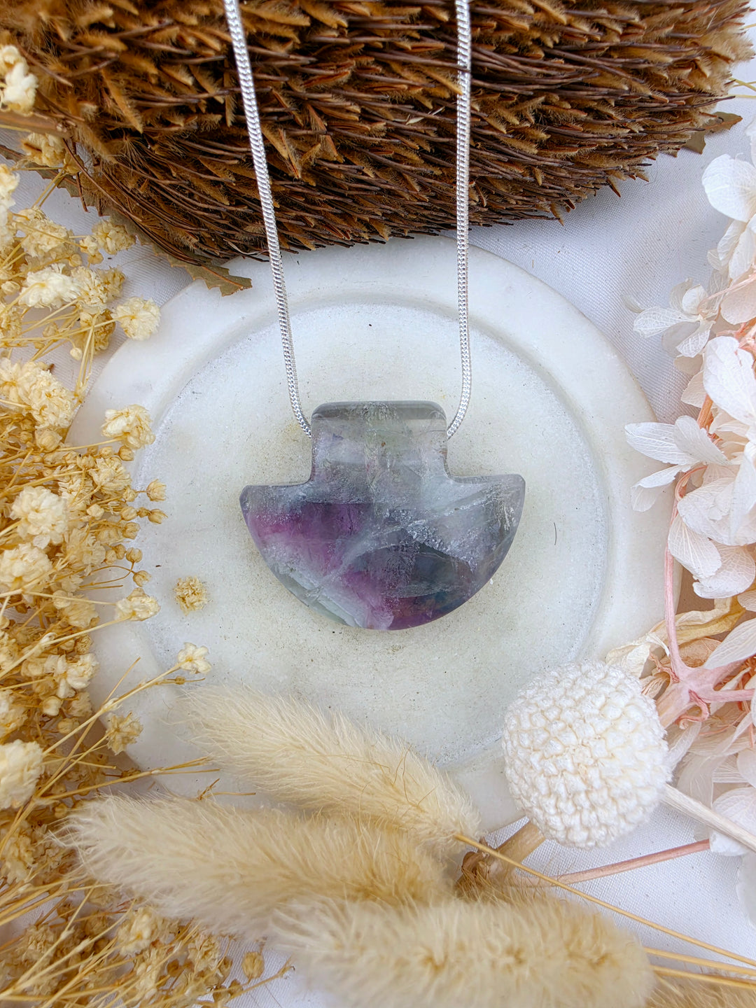 Rainbow Fluorite Temple Pendant