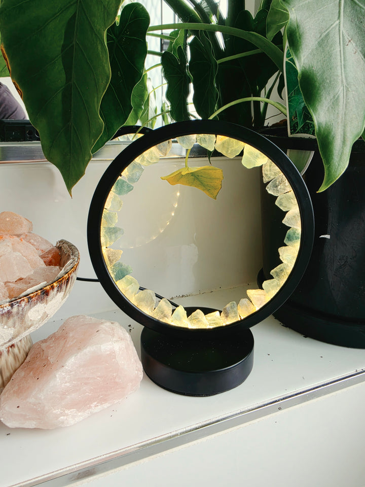 Blue Green Fluorite Halo Lamp