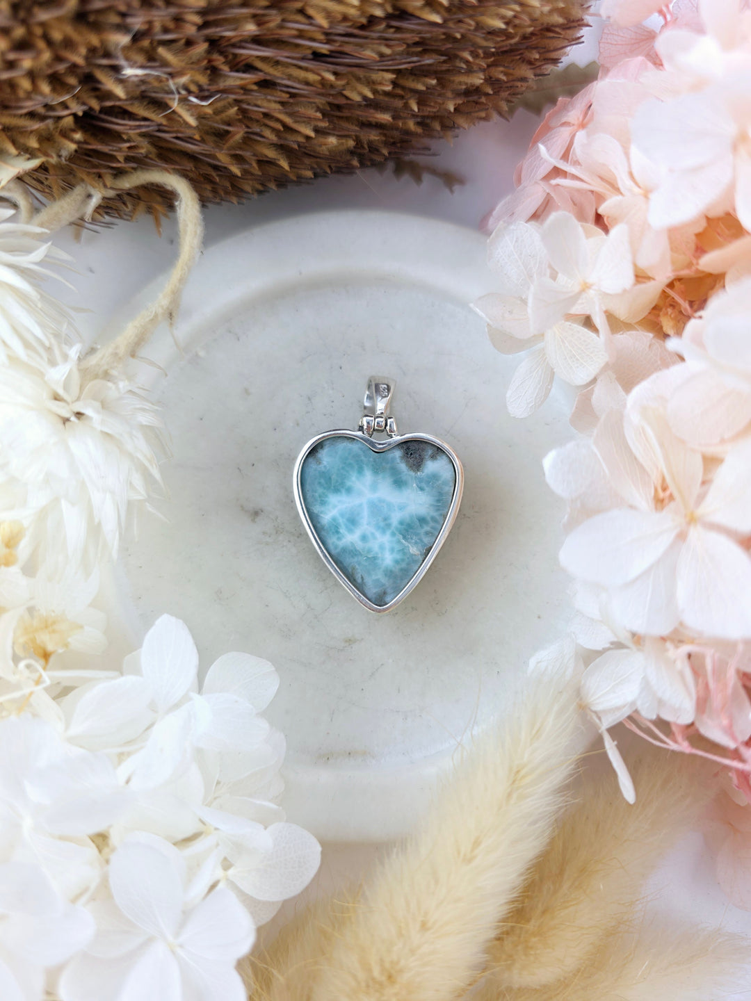 Larimar Heart Silver Pendant