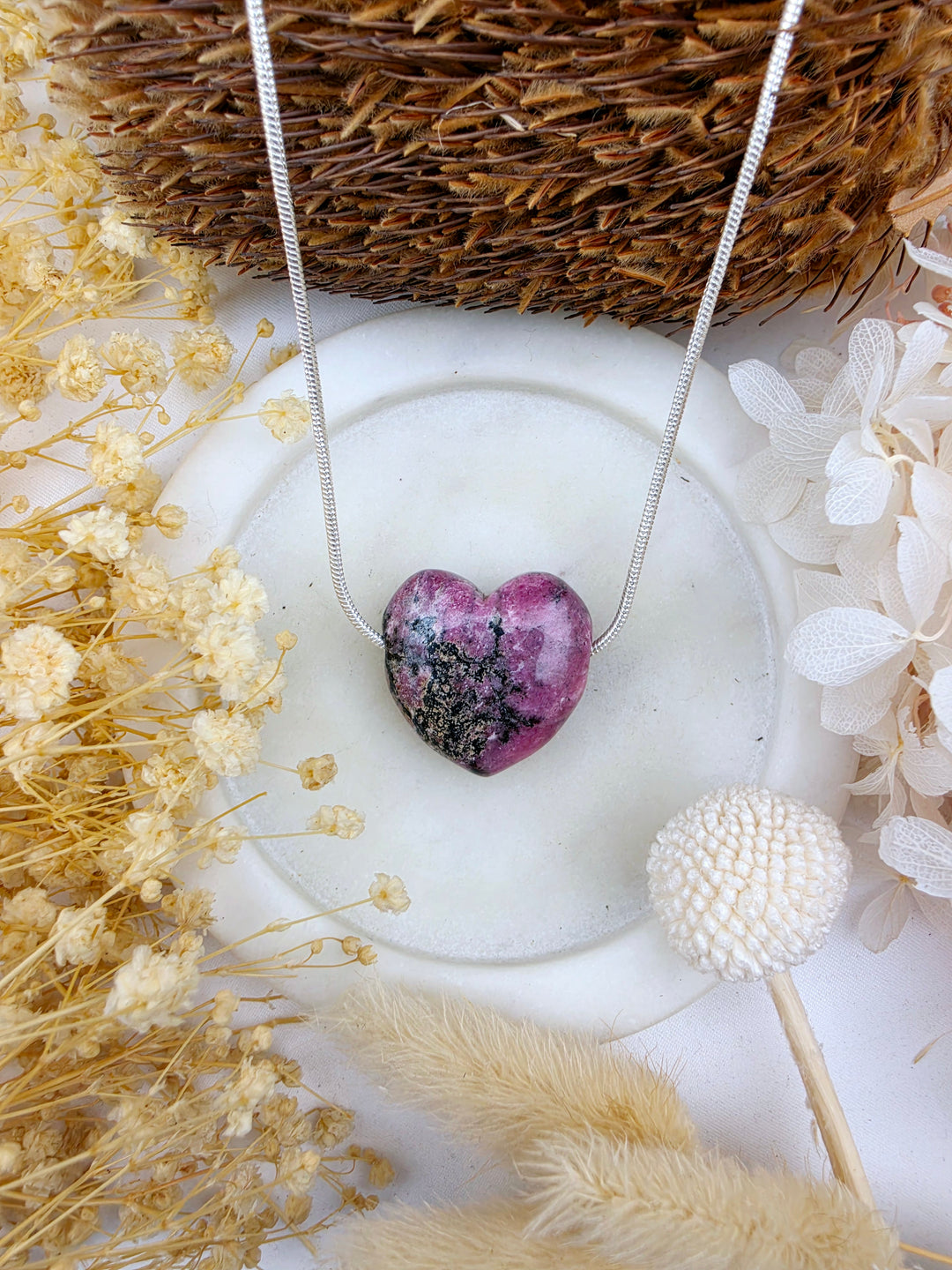Rhodonite Heart Pendant - Free To Heal