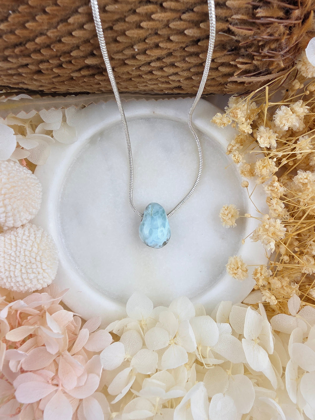 Larimar Small Tumbled Pendant - Calm Waters