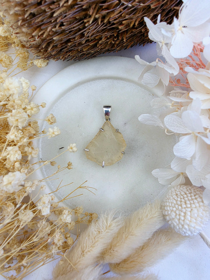 Libyan Desert Glass Silver Pendant — Written in the Stars