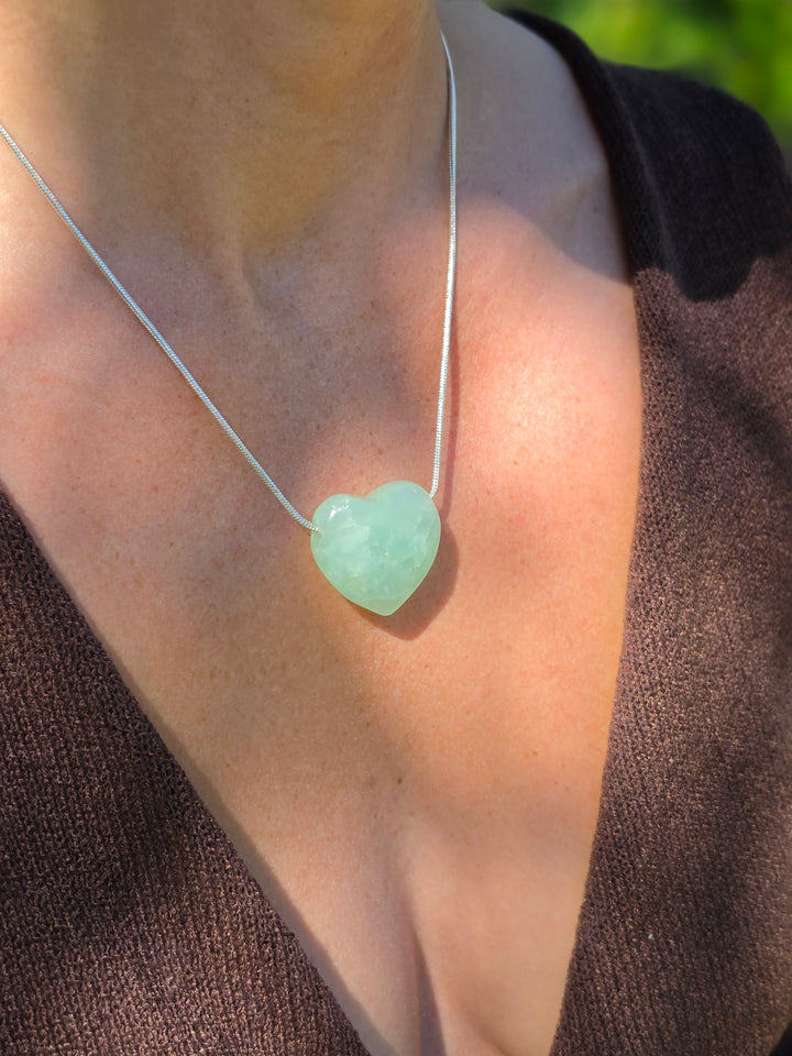 Prehnite Large Heart Pendant — Heal the Healer
