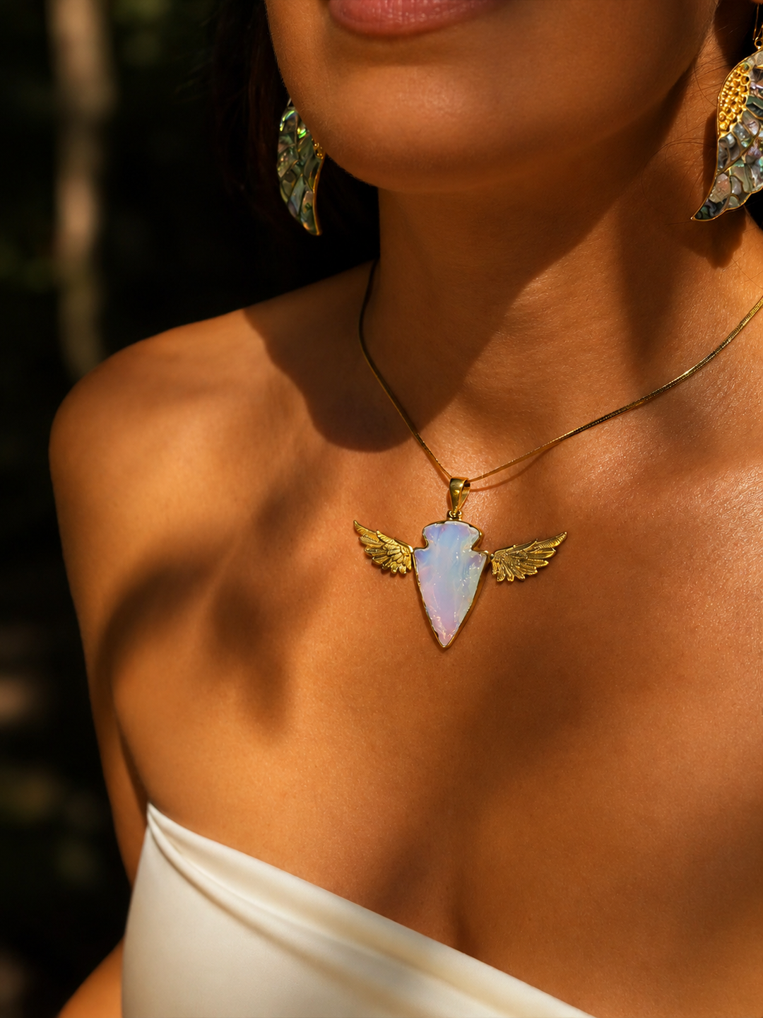 Opalite Protector Anahata Brass Pendant