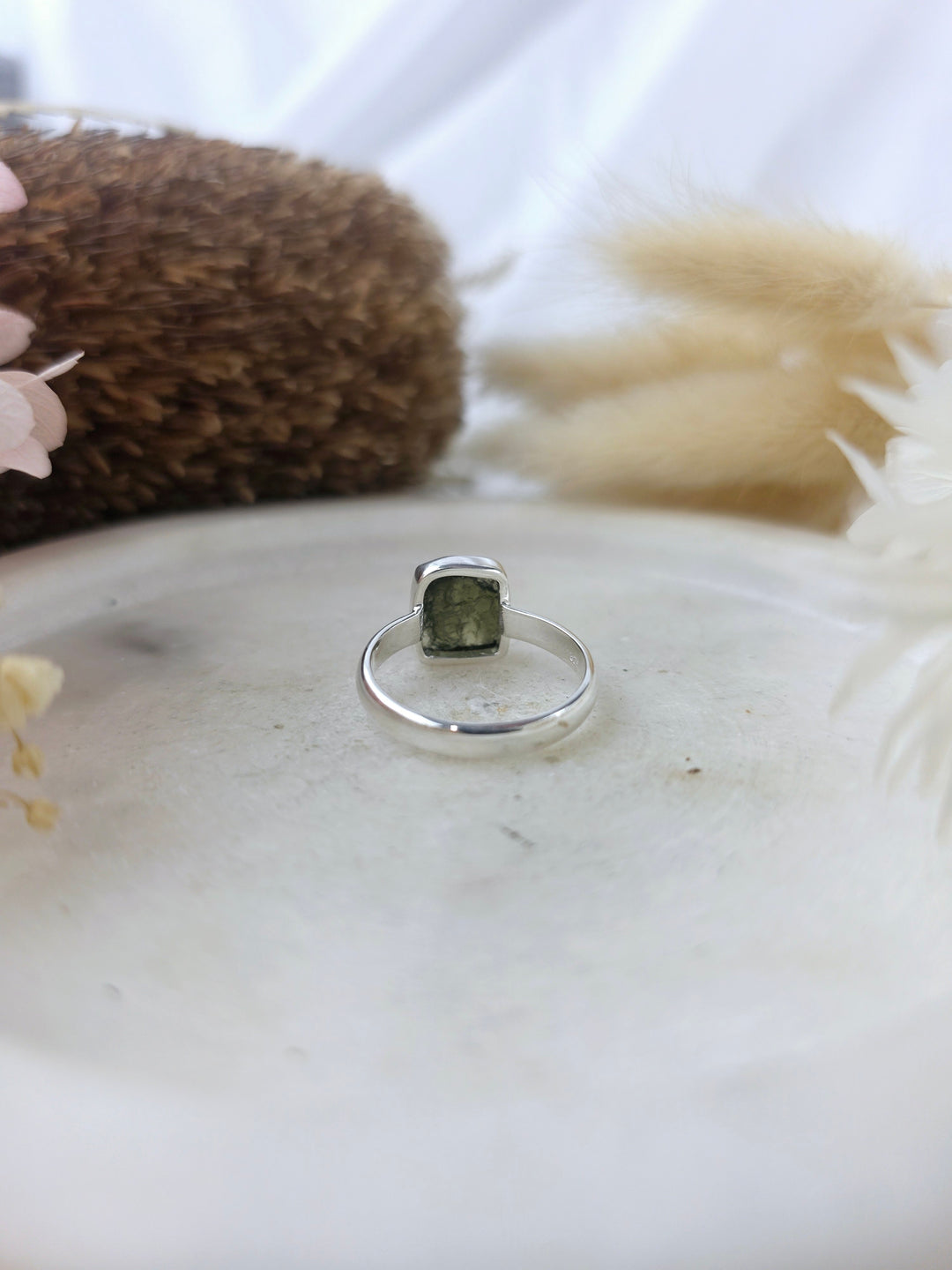 Moldavite Silver Ring