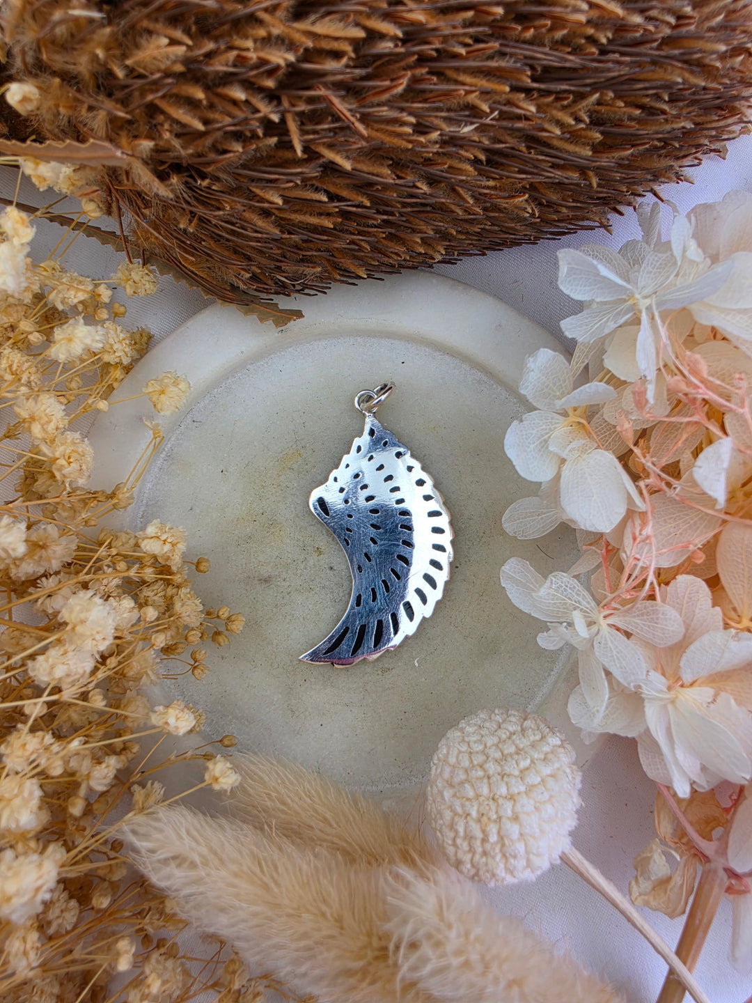 Divine Goddess Ocean Wing Silver Pendant