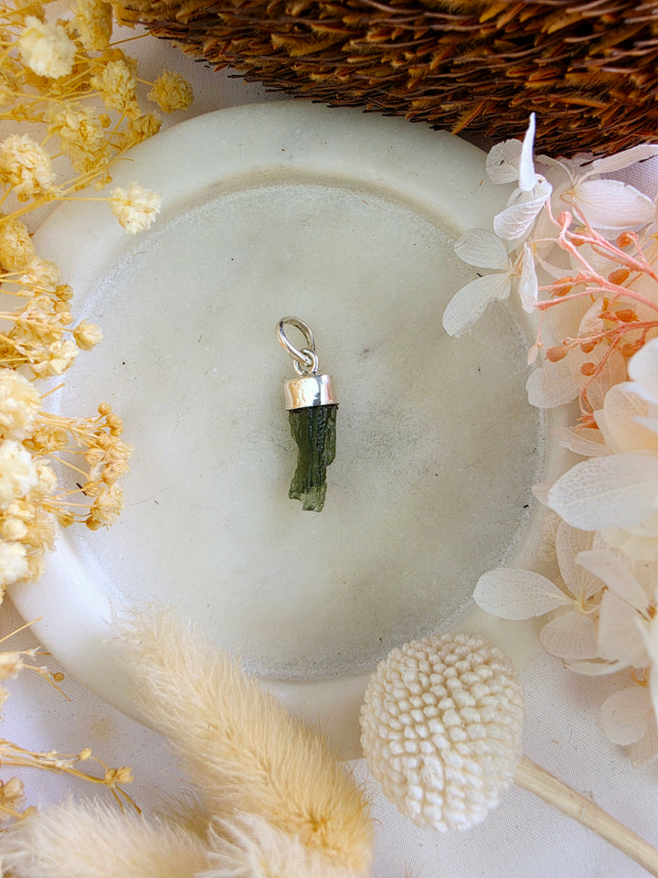 Moldavite Silver Pendant — Manifest & Transform