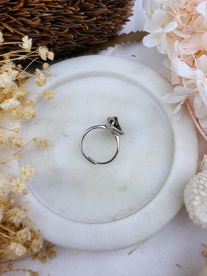 Moldavite Silver Ring - Adjustable