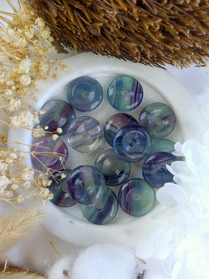 Rainbow Fluorite Donut Pendant
