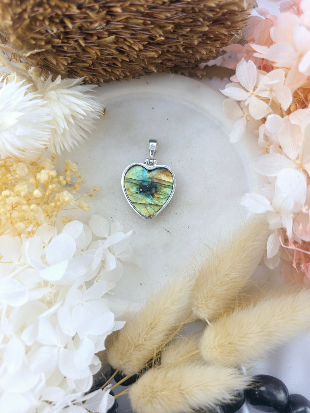 Labradorite Heart Silver Pendant