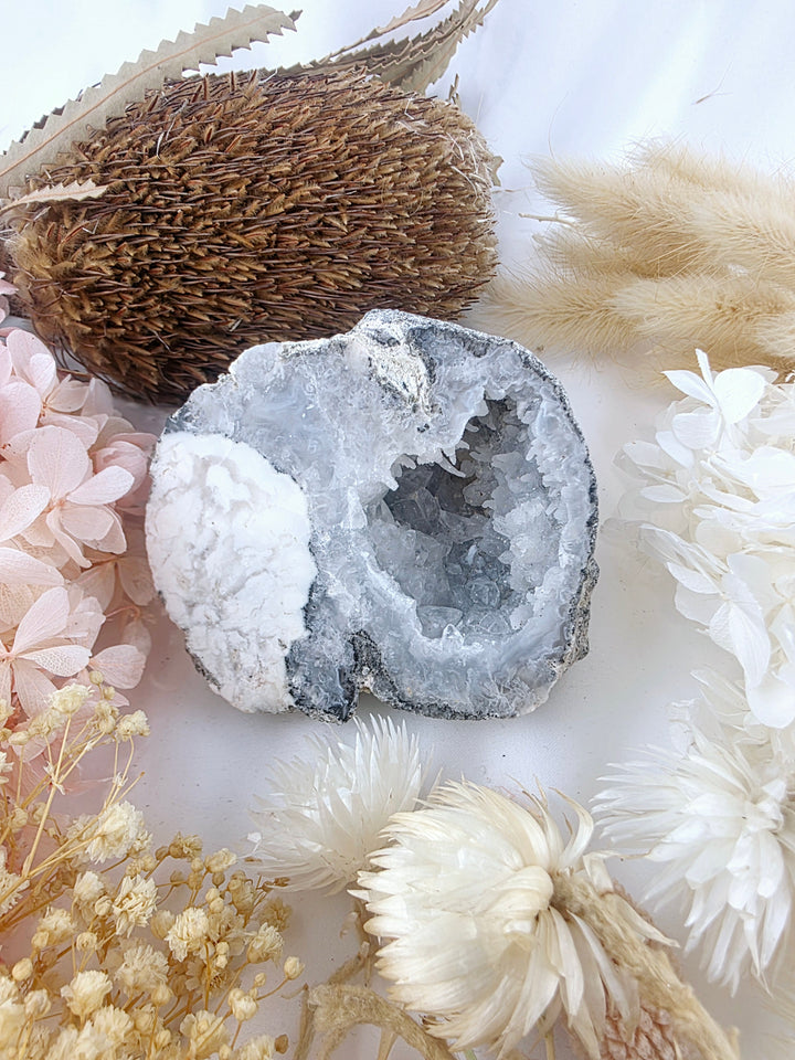 Druzy Agate with Calcite Geode