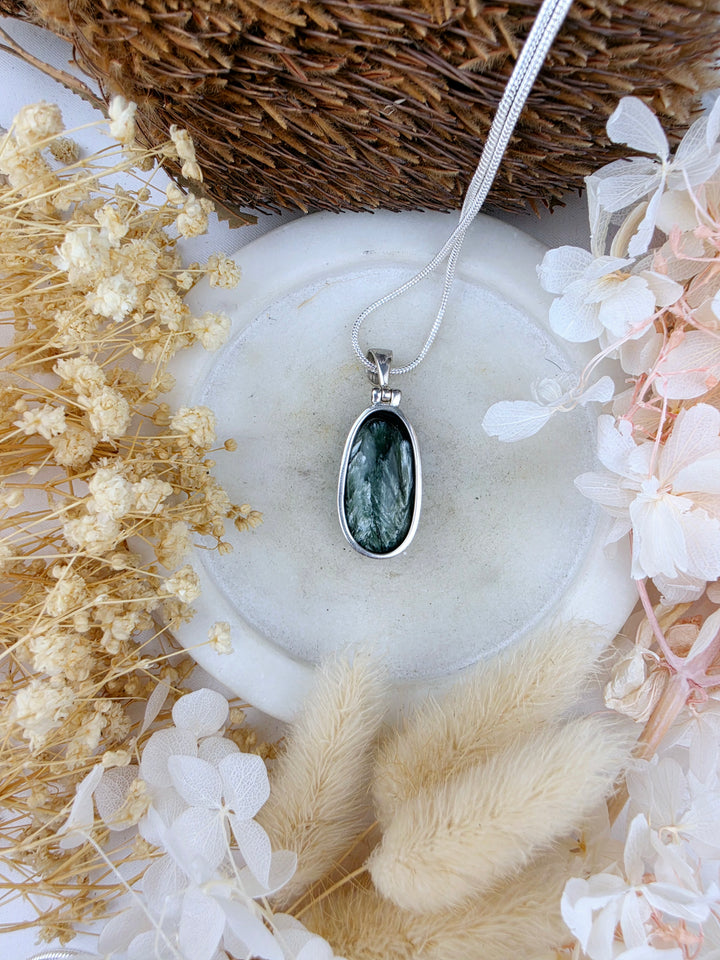 Seraphinite Silver Pendant