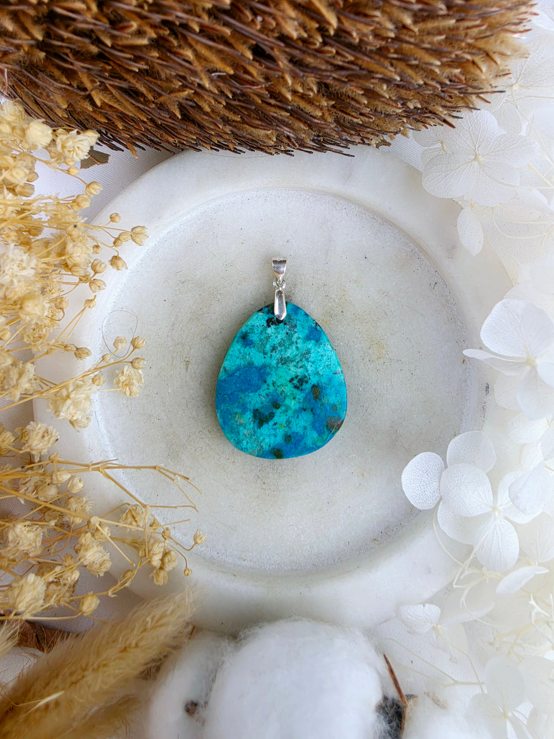 Chrysocolla Silver Pendant